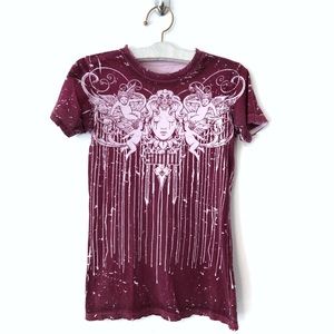 Sinful Graphic Tee Crying Angels Distressed Shirt